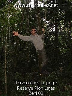 légende: Tarzan dans la jungle Reserve Pilon Lajas Beni 02
qualityCode=raw
sizeCode=half

Données de l'image originale:
Taille originale: 174597 bytes
Temps d'exposition: 1/50 s
Diaph: f/240/100
Heure de prise de vue: 2003:06:17 13:57:45
Flash: oui
Focale: 42/10 mm
